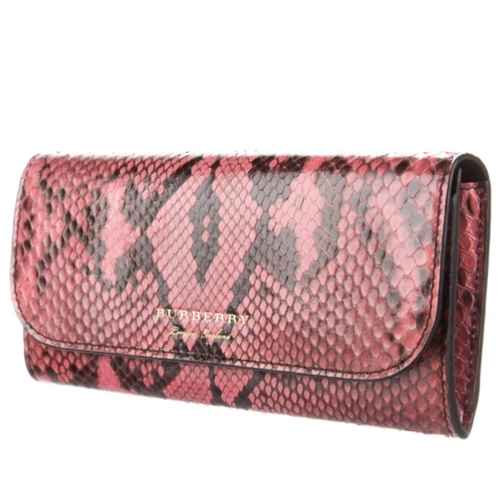 100% Authentic Burberry Pink/Black Python Halton … - image 3